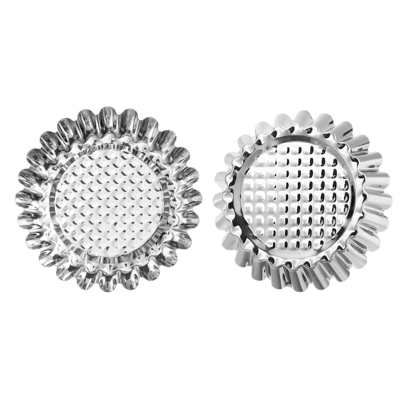 10pcs Cupcake Mold, Stainless Steel Mini Cupcake Cake Pans 3.66 x0.9inch - Silver