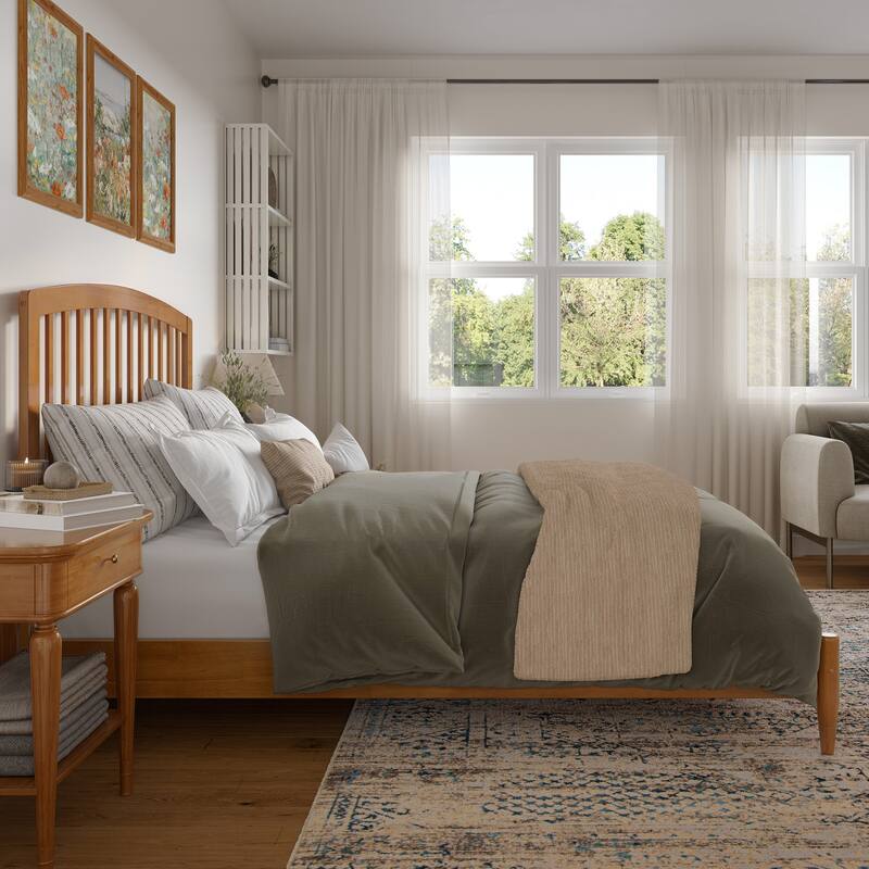 Solid Wood Low Profile Platform Bed - Modern Style Bed Frame, Twin Twin XL Full Queen Sizes