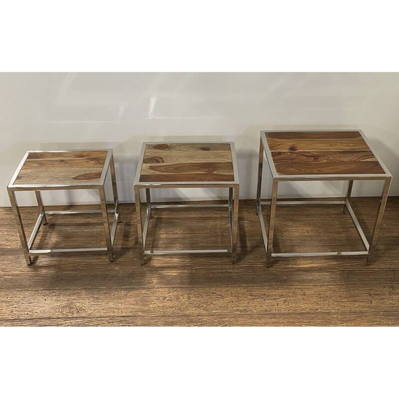 Set of 3 Modern Rustic Nesting Tables - 16" W x 20" D x 20.5" H