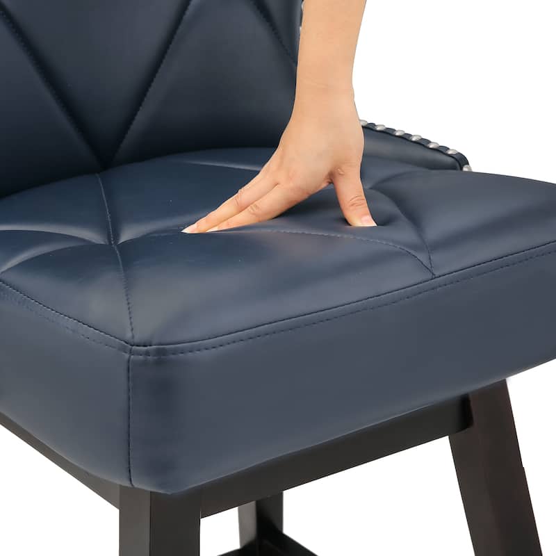26 in. Modern Faux Leather and Fabric Upholstered Swivel Bar Stool with Wood Frame for Island and Home Bar - 20"W x 20"D x 39"H