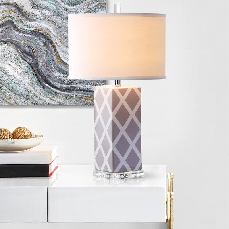 SAFAVIEH Lighting 27-inch Grey Garden Lattice Table Lamp (Set of 2) - 15"W x 15"D x 27"H