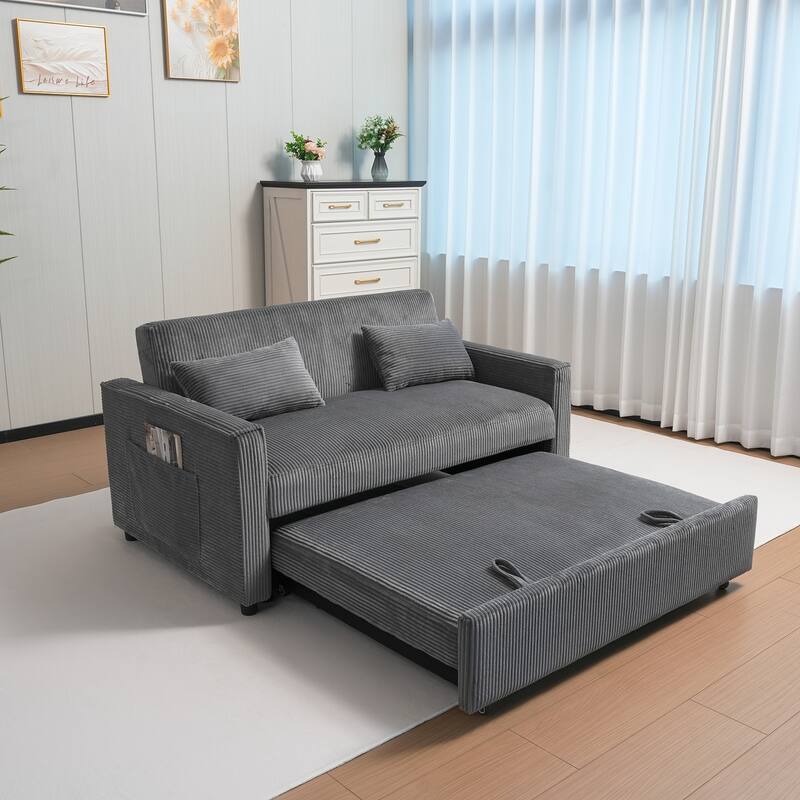 Versatile 3-in-1 Convertible Sofa Bed with Adjustable Backrest and Pillows
