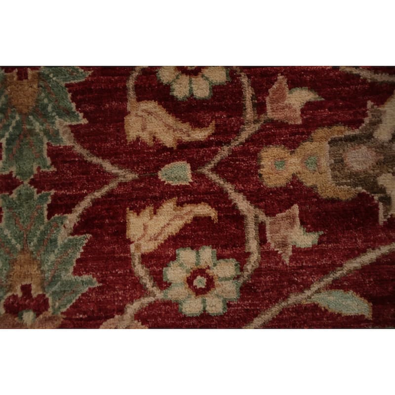 Hand Knotted Oriental 100% Wool Carpet Traditional All-Over Red Ziegler Area Rug - 11' 10'' X 9' 0''