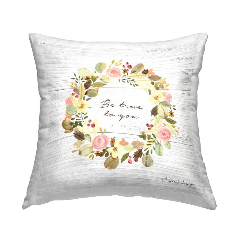 Stupell Be True To You Rose Wreath Printed Throw Pillow Design by ...