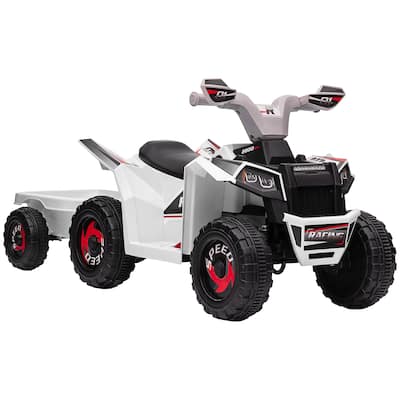6V Kid ATV with Back Trailer, Electric Ride-On Car for Toddlers, Safe Speed, Wear-Resistant Wheels for Outdoor, 18-36 Months