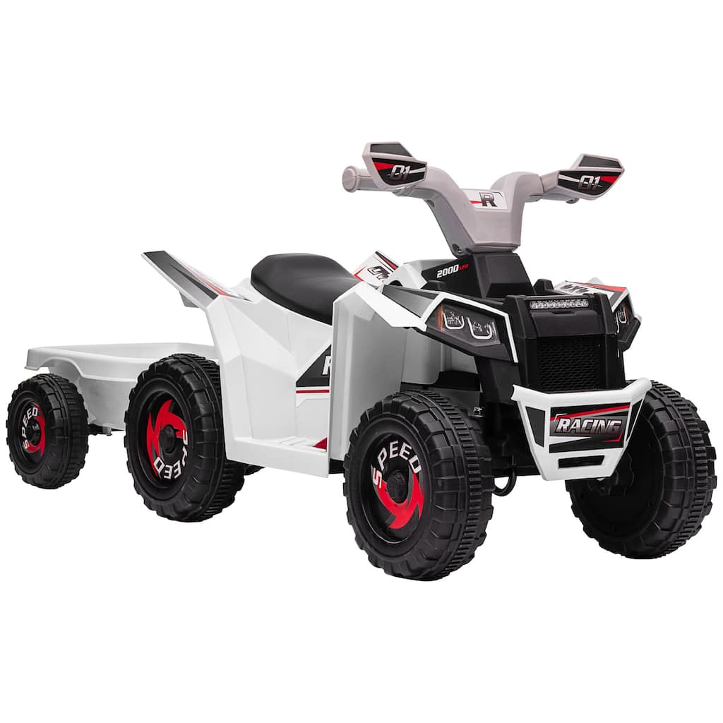 6V Kid ATV with Back Trailer, Electric Ride-On Car for Toddlers, Safe Speed, Wear-Resistant Wheels for Outdoor, 18-36 Months