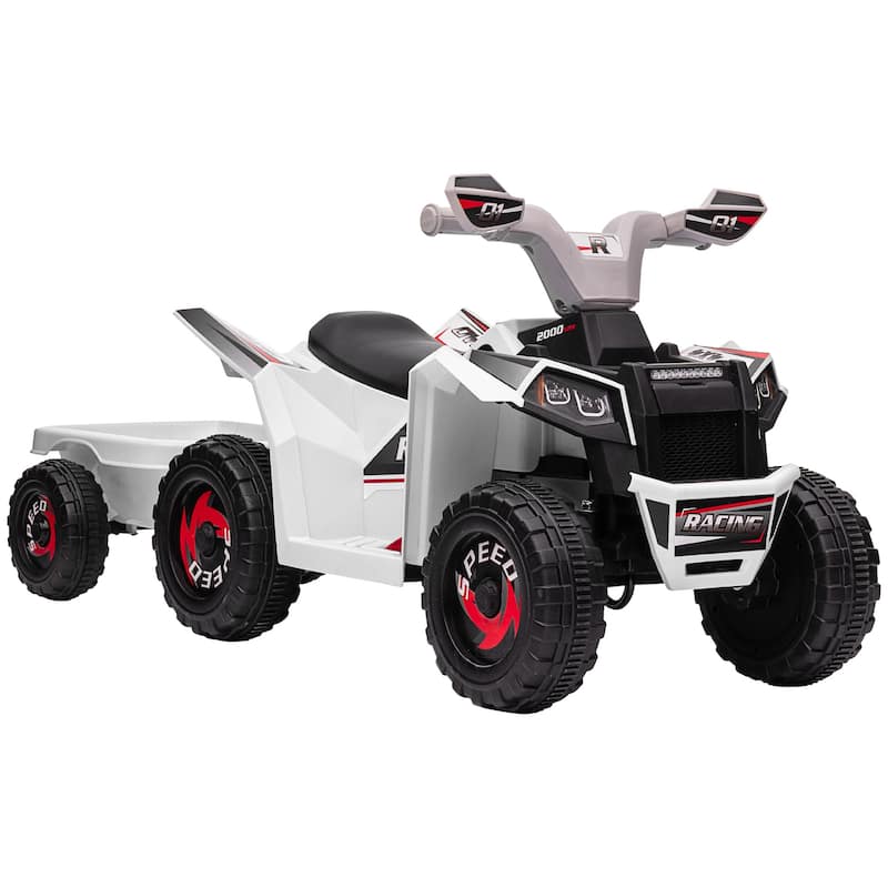 Electric ATV Ride On Car with Cargo Trailer, Battery Powered Electric Car with Wear-Resistant Wheels