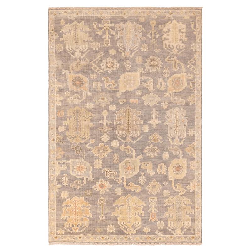 ECARPETGALLERY Hand-knotted Kavya Oushak Dark Grey Wool Rug - 6'0 x 8'10