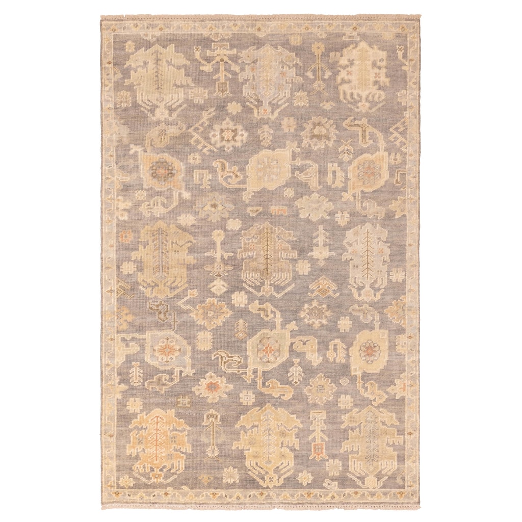 ECARPETGALLERY Hand-knotted Kavya Oushak Dark Grey Wool Rug - 6'0 x 8'10