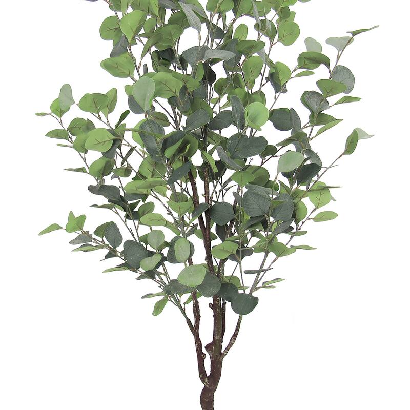 4.5ft Frosted Green Artificial Silver Dollar Eucalyptus Tree Plant in Black Pot - 54" H x 25" W x 25" DP
