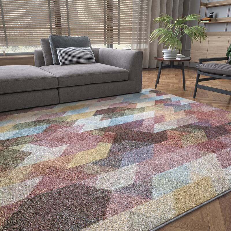 Rayna Bohemian & Eclectic Abstract Indoor Area Rug - 3'11'' x 5'3'' - Multi-color