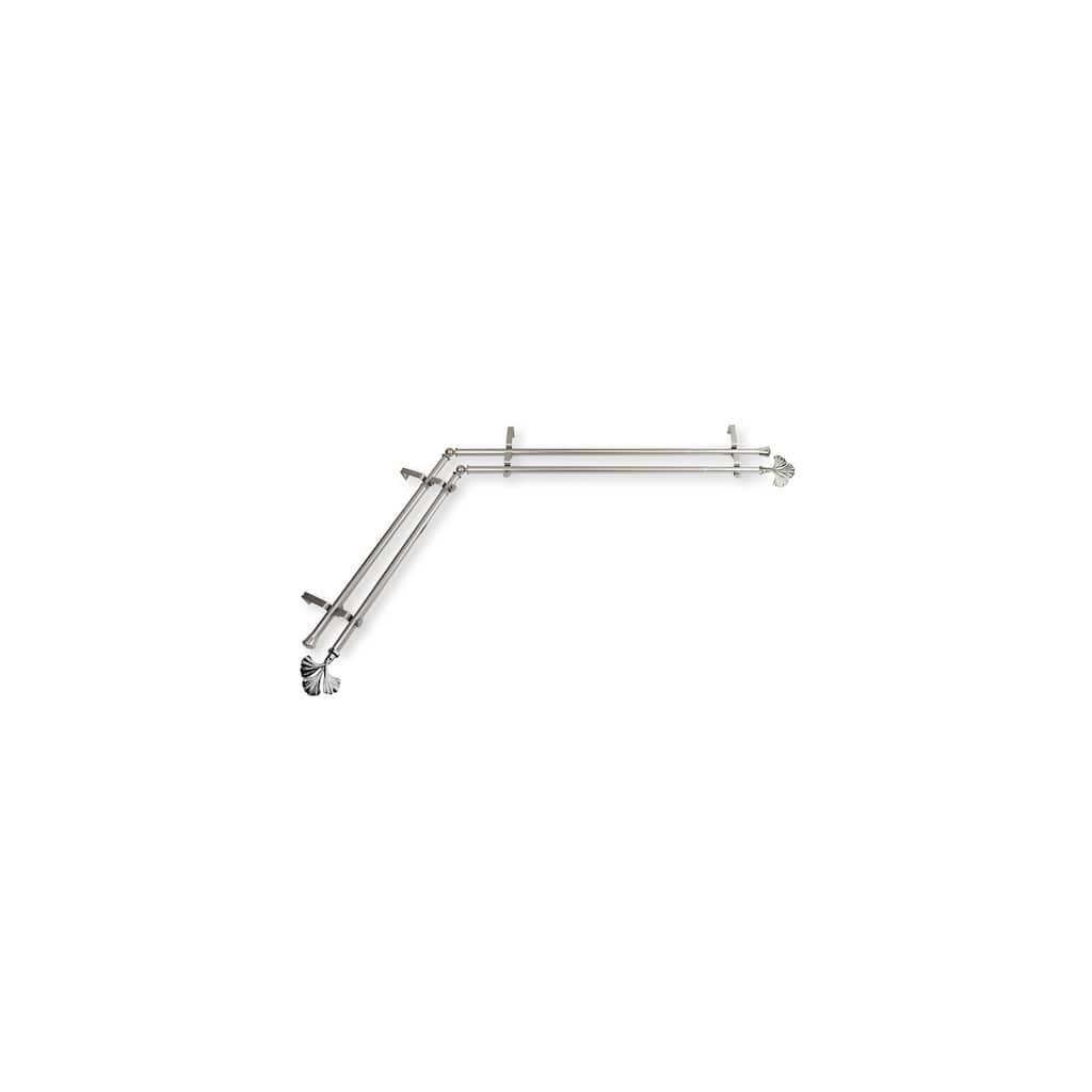Corner Window Curtain Rod 66-120" Adjustable Rustic Satin Nickel Home Decor - M