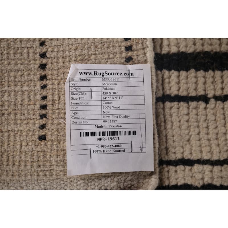 Abstract Moroccan Large Area Rug Handmade Oriental Wool Carpet - 9'11"x 14'5"