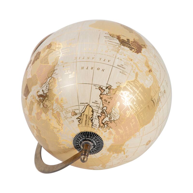 Sagebrook Home Elegant Gold 13" Decorative Globe, Mango Wood & Metal World, Perfect for Home Office - 8" x 9" x 13"