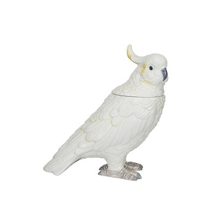 Ceramic Cockatoo Jar - 8.9"L x 4.4"W x 9.3"H - 8.9"L x 4.4"W x 9.3"H