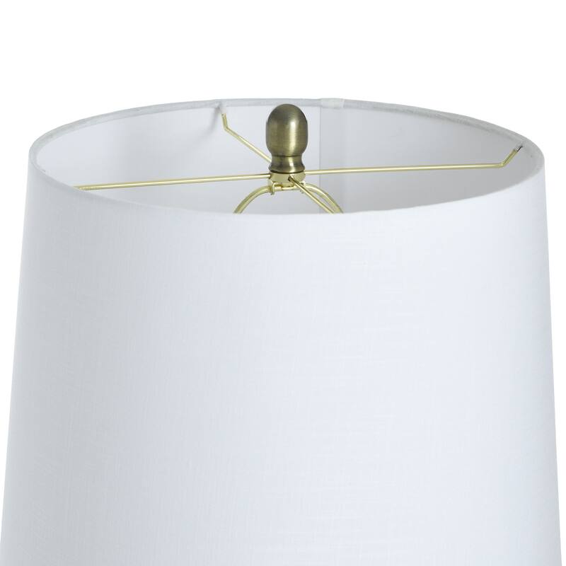 Reactive Glaze Table Lamp - Speckled Brown and Brushed Gold Body - Off-White Shade