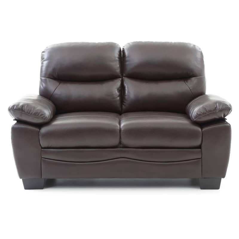 Flared Padded Arm Faux Leather Straight Sofa - 59" - Dark Brown