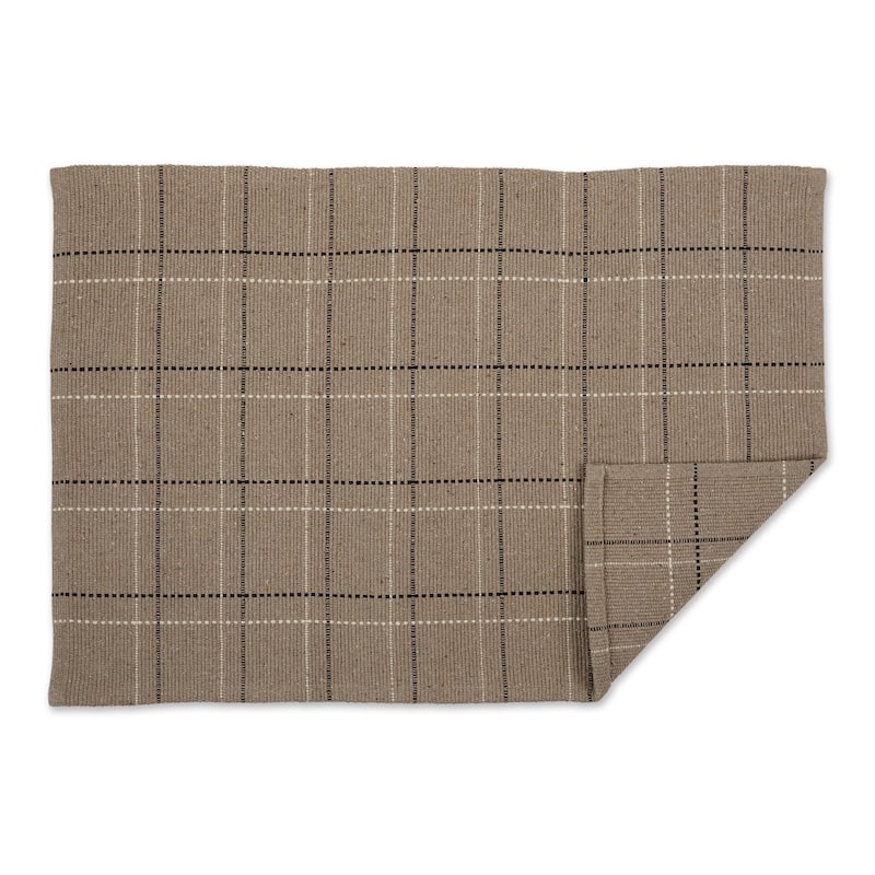 DII French Blue Variegated Plaid Recycled Yarn Rug (Set of 2) - Big