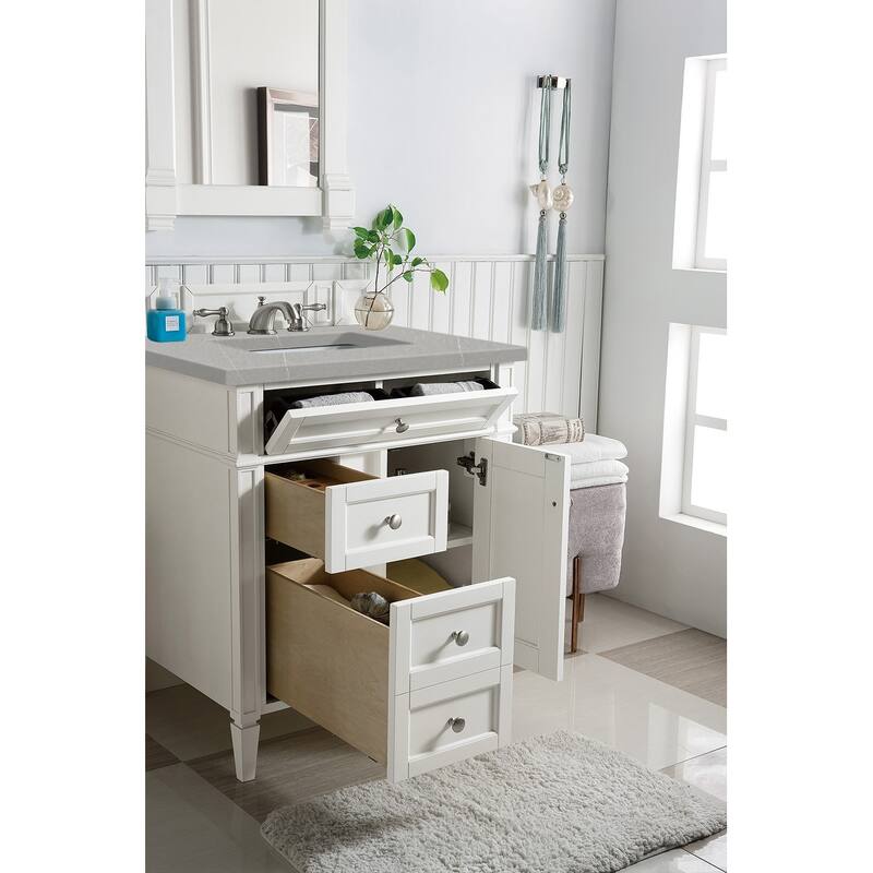 James Martin Vanities Brittany 30" Single Vanity, Bright White - 30 x 23.50 x 34