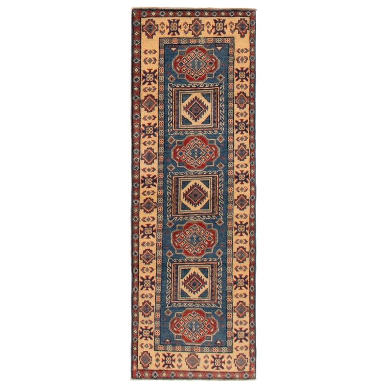 ECARPETGALLERY Hand-knotted Uzbek Ghazni Dark Blue Wool Rug - 2'0 x 5'11 - Dark Blue - 2'0 x 5'11