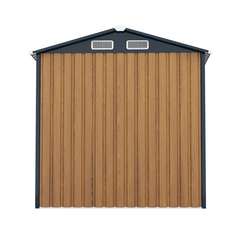 6x8FT Outdoor Steel Storage Shed, Lockable Doors, Compact Metal Tool Shed