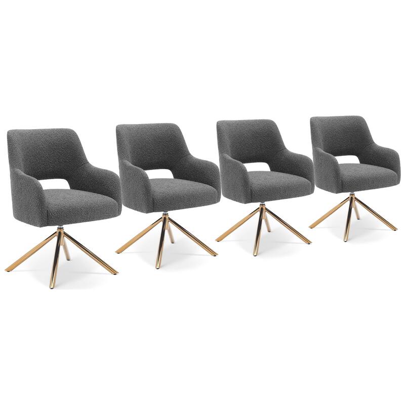 Boucle Polyester Upholstered Swivel Accent Chair - Stain Resistant (Set of 4)