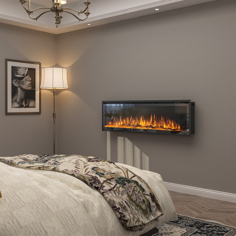 Clihome 50"-72" Recessed Wall-mounted Freestanding Electric Fireplace - 60 in.