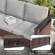 preview thumbnail 26 of 27, Bonosuki 3 Pieces Patio Sofa with Ottomans, All-Weather PE Rattan Wicker Sofa Small Patio Conversation Couch with Cushion, Brown