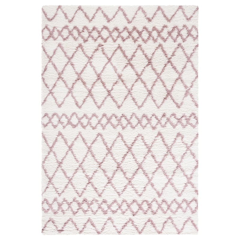 SAFAVIEH Berber Shag Ilmie Light Grey/Cream Rug - 5'1" x 7'6" - Ivory/Light Rose