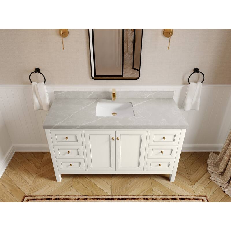 Willow Collections 60 in. W x 22 in. D Nashville Single Sink Bathroom Vanity with Countertop - 2”Pearl Gray - Ivory