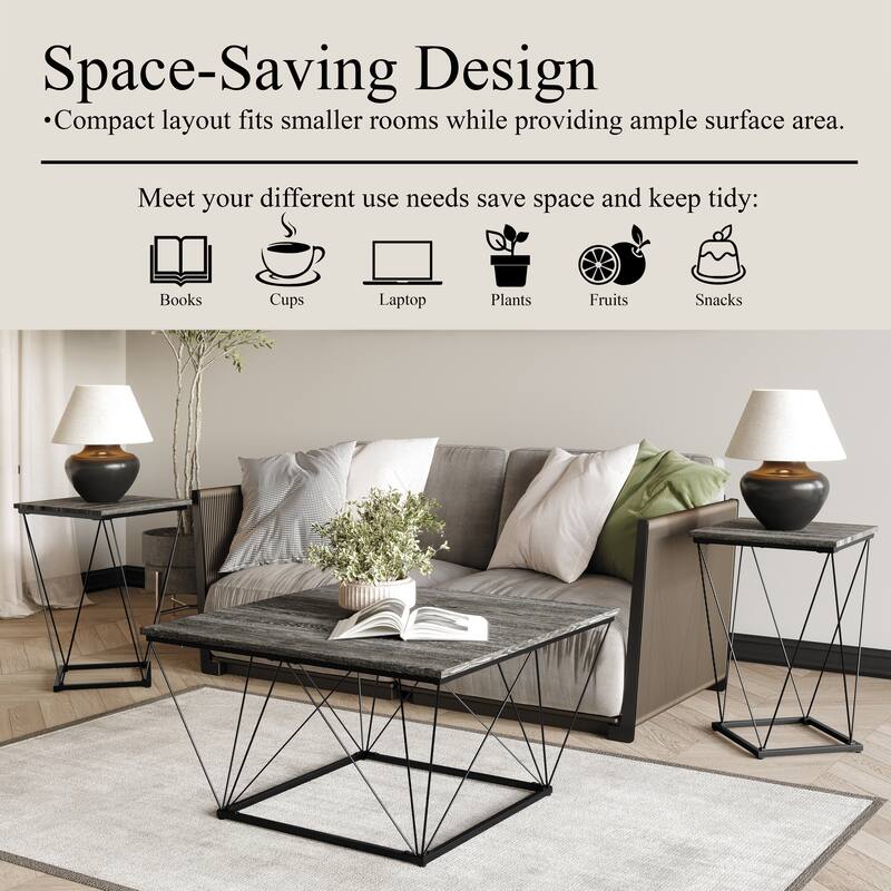 CraftPorch Minimalist 3- Pieces Coffee Table Set