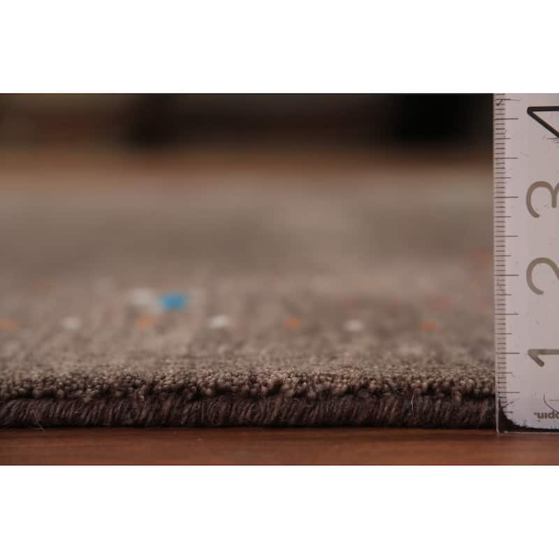 Brown Gabbeh Area Rug Hand-Knotted Oriental Tribal Wool Carpet - 5'2" x 7'6"
