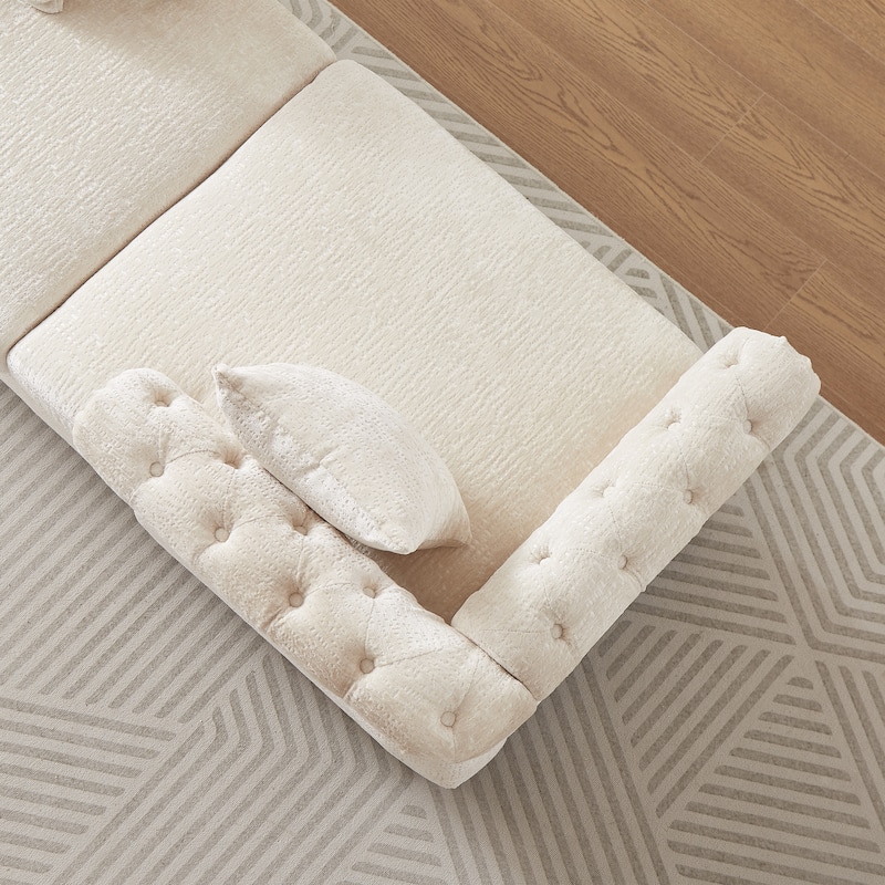 81" Button Tufted Sleeper Sofa Bed with Nailhead and Pillows
