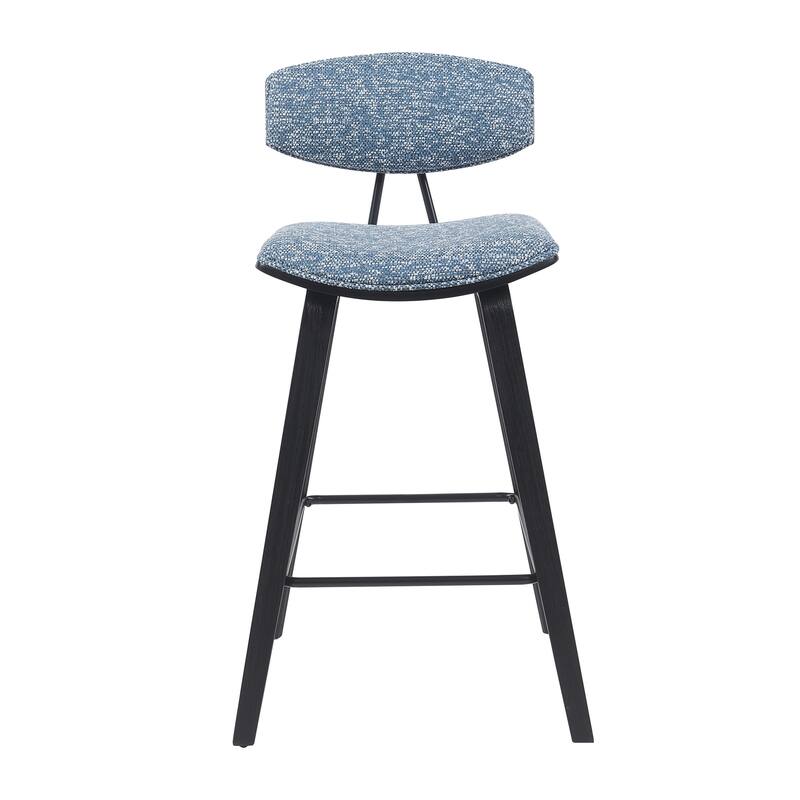 Fox Mid-Century Bar Stool, Upholstered Counter Height Chair with Bentwood Legs