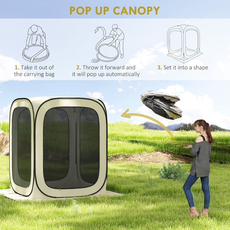 Pop Up Screen Room Tent Quick Setup Portable Outdoor Camping with Sun Protection - 70.9" L x 70.9" W x 86.6" H