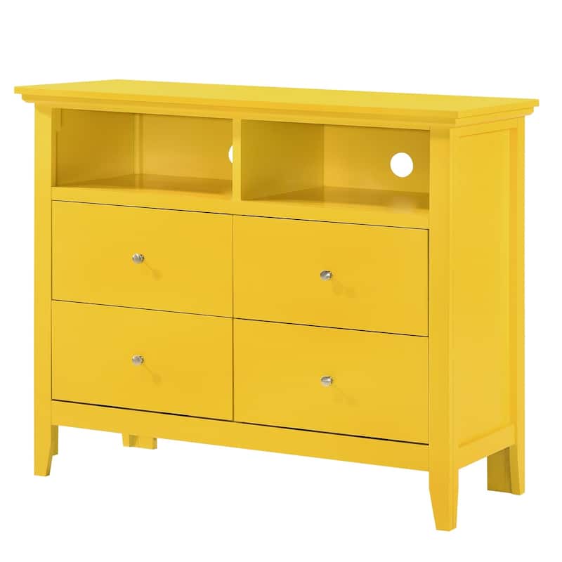 4-Drawer Wooden TV Media Chest - 42" - Yellow