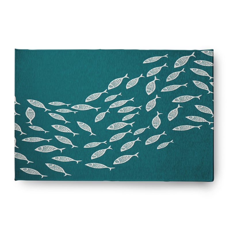 Escuela Nautical Chenille Rug - Ocean Teal - 4' x 6'