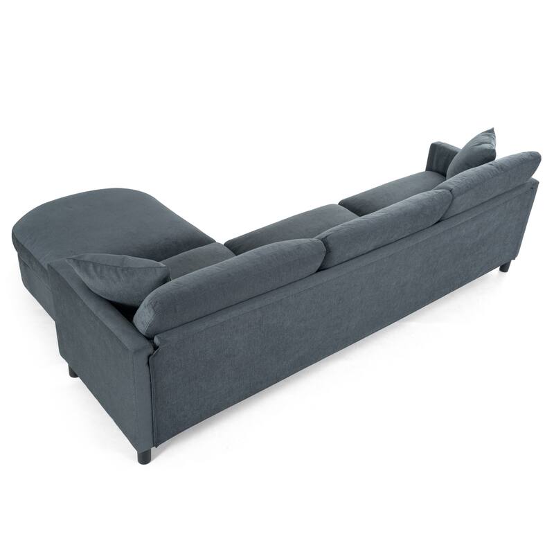 Grey 107.87" Removable Cushion 4 Seater Sectional Sofa with Movable Ottoman, Storage Armrest Bag