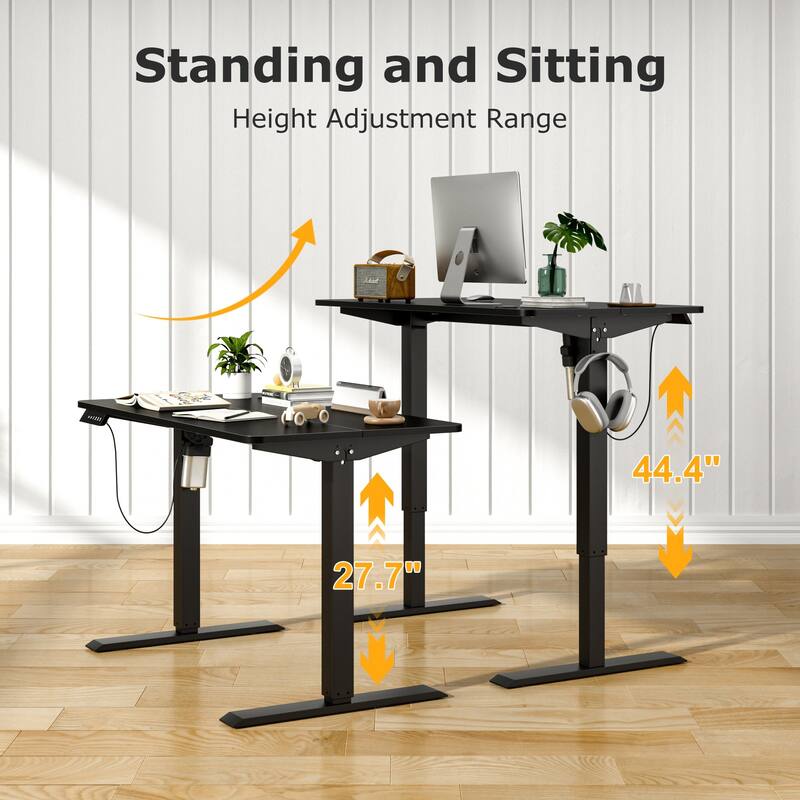 Javlergo Standing Desk, Adjustable Height Electric Sit Stand Up Down Computer Table, Ergonomic Rising Modern Lift Motorized