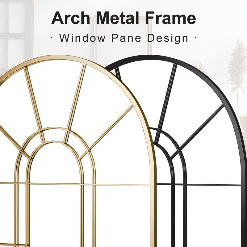 Iron Metal Frame Rectangular Windowpane Wall Mirror Farmhouse Rustic Elegant Decor for Living Room Bedroom Bathroom Entryway