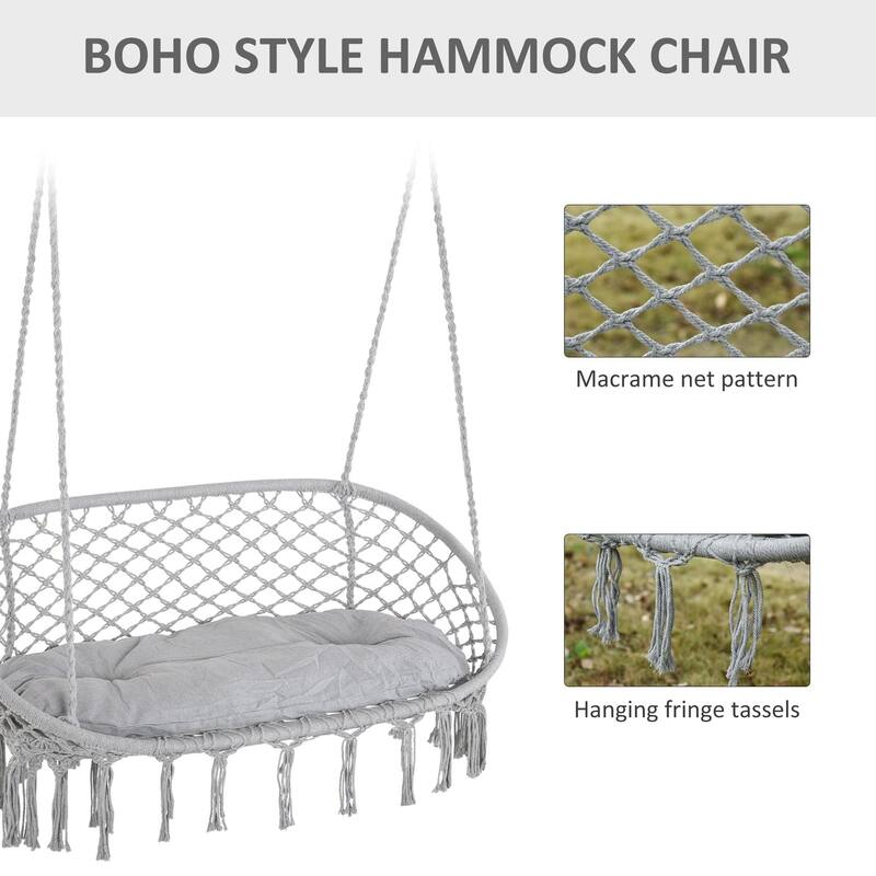 29.5 in. W 2-Seat Steel Porch Swing with Cushions in Gray