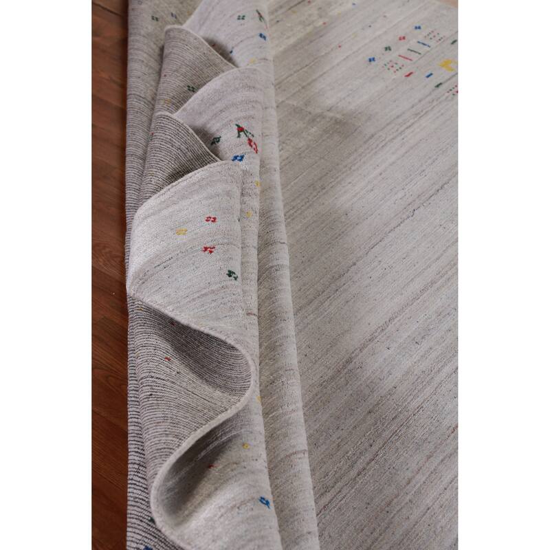 Hand Knotted Oriental 100% Wool Carpet Tribal Animal Pictorial Greys & Charcoal Gabbeh Area Rug - 10' 1'' X 8' 1''