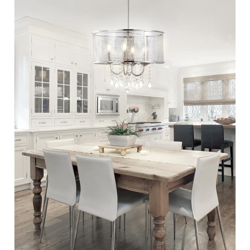 Reese Metal/Crystal Adjustable LED Drop Chandelier, Chrome by JONATHAN Y