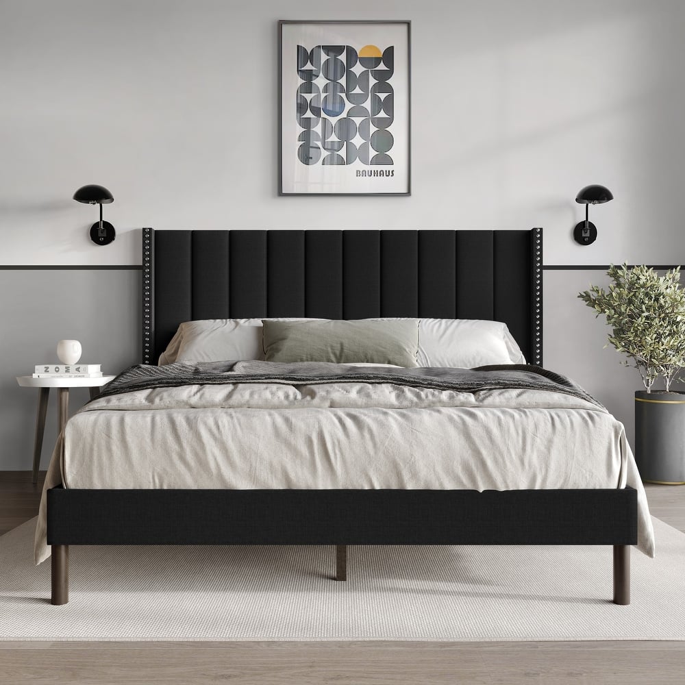 Clayfell Odessa Linen Upholstered Wingback Panel Bed