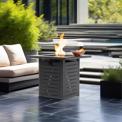 28" Propane Square Steel Gas Fire Pit with 50000 BTU