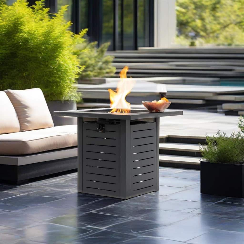 28" Propane Square Steel Gas Fire Pit with 50000 BTU