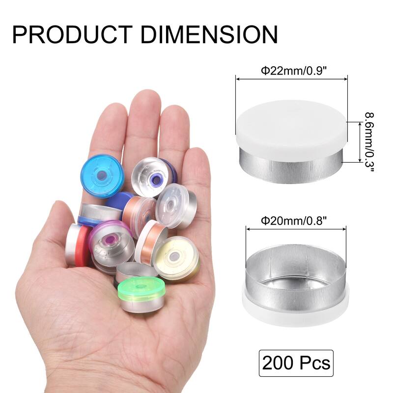 13mm Flip Off Caps 200PCS Burr-Free Flip Off Top Caps - White/Silver