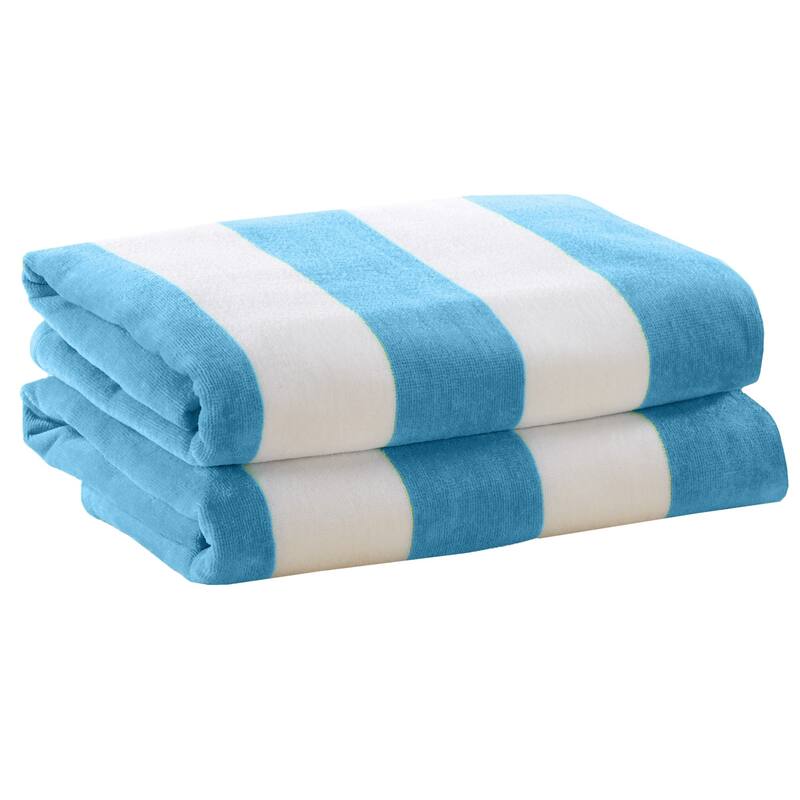 Cotton Cabana Stripe Beach Towel - 2 Pack- 30" x 60" - Air Blue