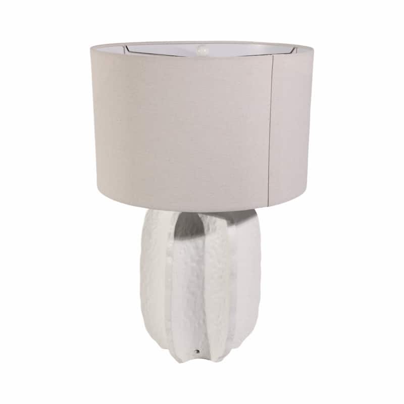 Artistic Oval Textured Resin Table Lamp with Linen Shade - 24"
