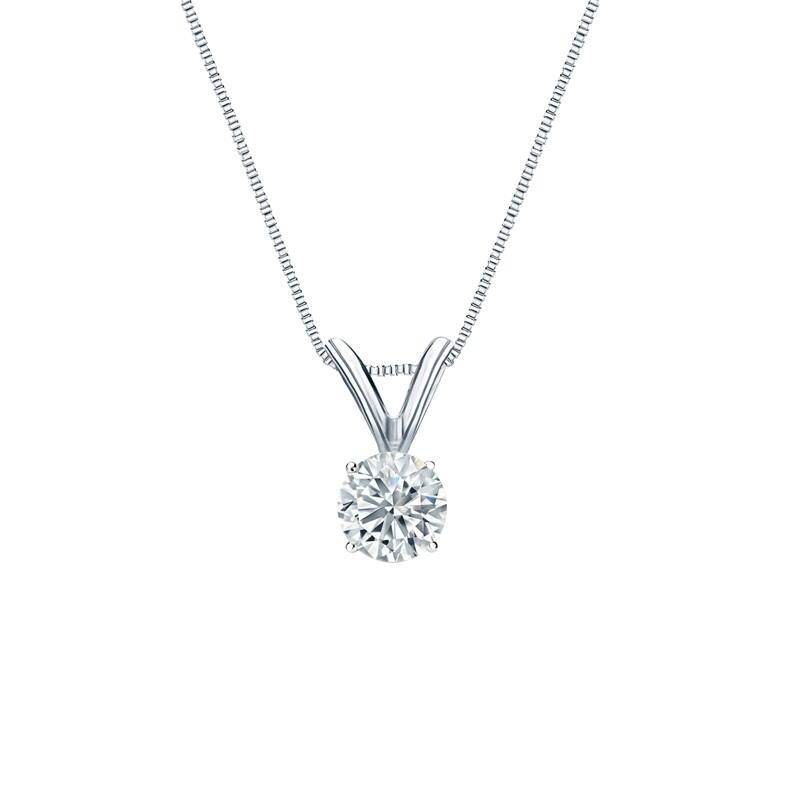 Auriya 14-karat Gold 0.30ctw Round Solitaire Lab Grown Diamond Necklace 4-Prong Basket (D-E VVS) - 0.3